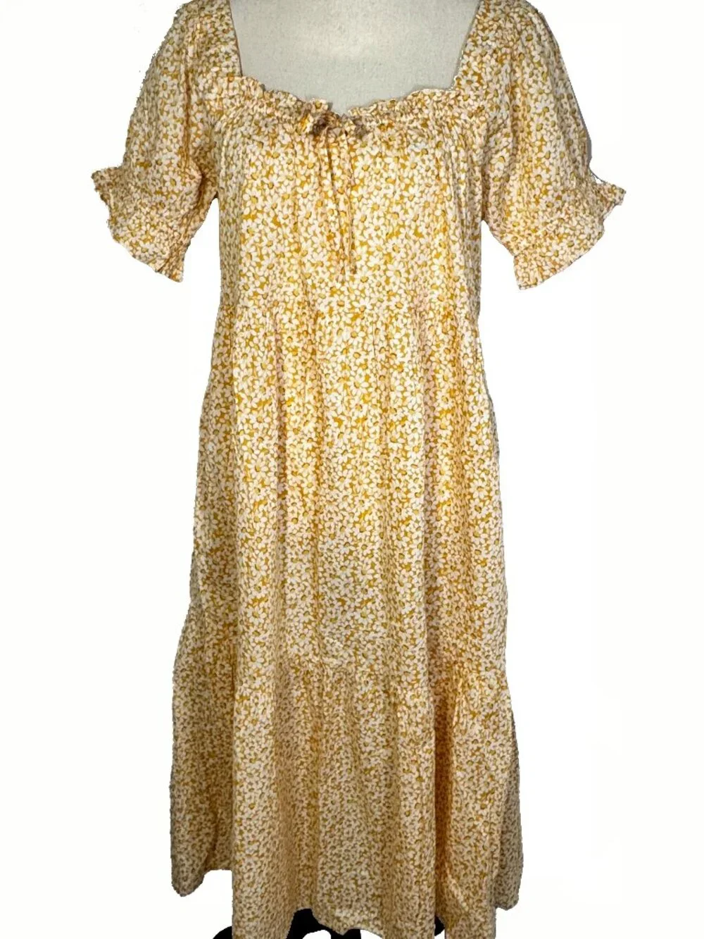 NWT Madewell S Yellow Daisy Midi Dress Puff Sleeve Cottagecore - Picture 6 of 11